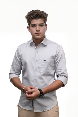 Raphael & Co Men Solid Casual Grey Shirt