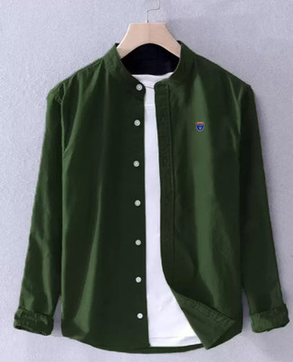 FUBAR Men Solid Casual Dark Green Shirt