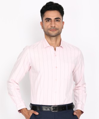 PETER ENGLAND Men Checkered Formal Pink Shirt