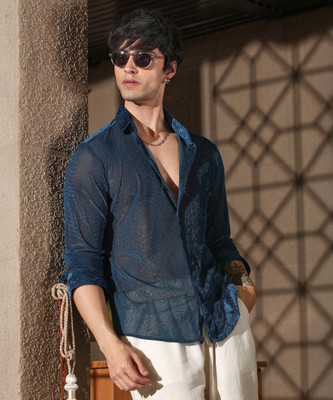 CAMPUS SUTRA Men Printed Casual Blue Shirt