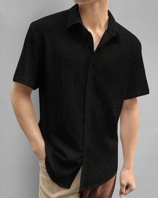 Moda Rapido Men Solid Casual Black Shirt