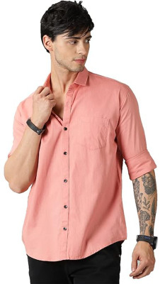 Nikhil collections Men Solid Casual Pink Shirt