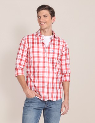 U.s.Polo Ass Men Checkered Casual Red Shirt