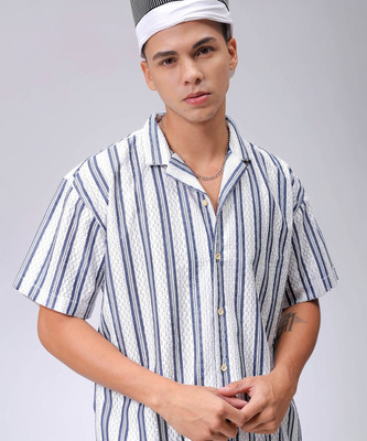 The Indian Garage Co. Men Striped Casual White Shirt