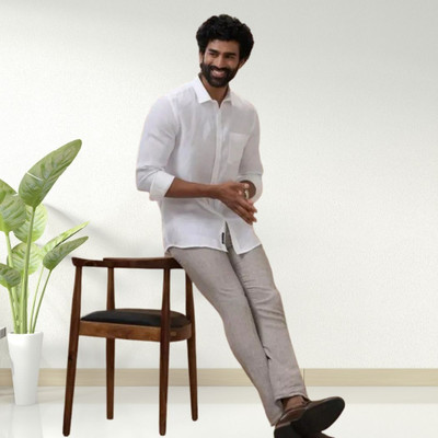 trendfeverstore Men Solid Casual White Shirt