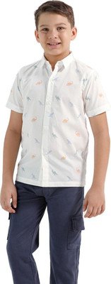 Chilins Boys Printed Casual White Shirt