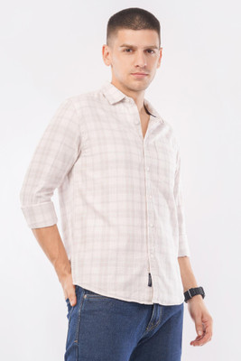 OFFSHADE Men Checkered Casual Pink Shirt