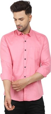 MH Enterprise Men Solid Casual Pink Shirt