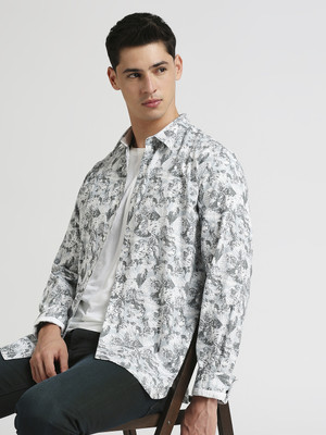 Pepe Jeans Men Printed Casual Grey Shirt