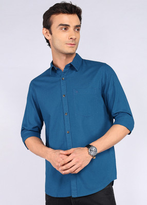 WROGN Men Solid Casual Blue Shirt