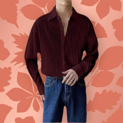 SHIVAY TRENDS Men Self Design Casual Maroon Shirt