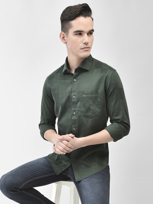 CRIMSOUNE CLUB Men Solid Casual Green Shirt
