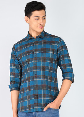 PETER ENGLAND Men Checkered Casual Grey Shirt