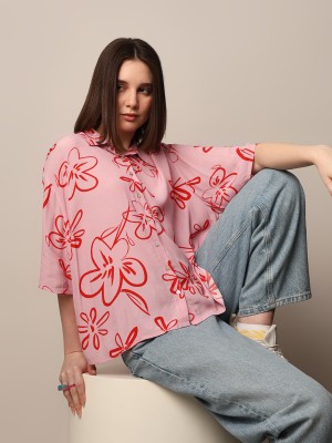 ONLY Women Printed Casual Pink Shirt