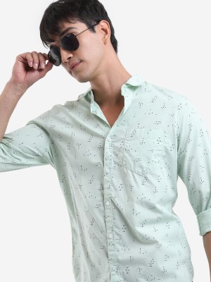 HIGHLANDER Men Printed Casual Green Shirt