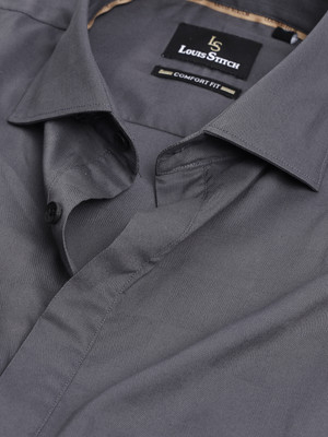 LOUIS STITCH Men Solid Casual Grey Shirt