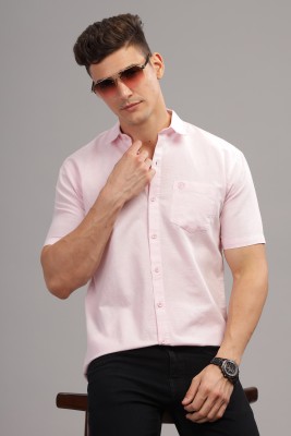 LONDON TRANCE Men Solid Casual Pink Shirt