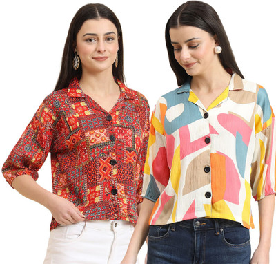 EKASYA Women Printed Casual Multicolor Shirt(Pack of 2)
