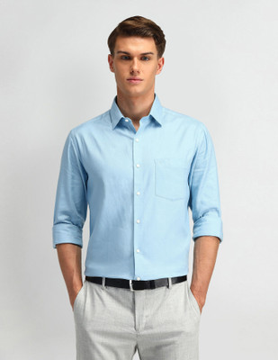 ARROW Men Self Design Formal Blue Shirt