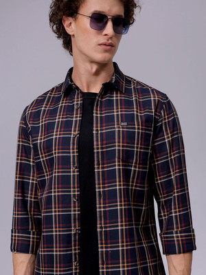 The Indian Garage Co. Men Checkered Casual Blue Shirt