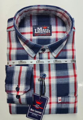 Marc Laurent Men Checkered Casual Green Shirt