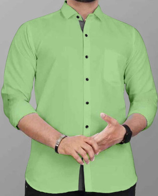 SNKV TRENDS Men Solid Formal Light Green Shirt
