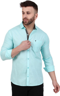 Masher Men Solid Casual Blue Shirt