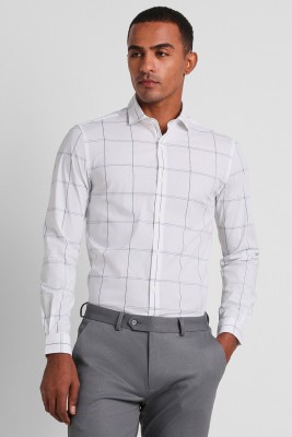 PETER ENGLAND Men Checkered Formal White Shirt