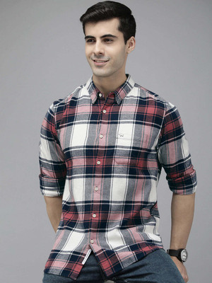 THE BEAR HOUSE Men Checkered Casual White, Blue Shirt