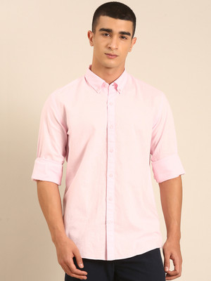 CAVALLO BY LINEN CLUB Men Solid Casual Pink Shirt