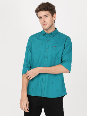 LEE Men Printed Casual Blue Shirt