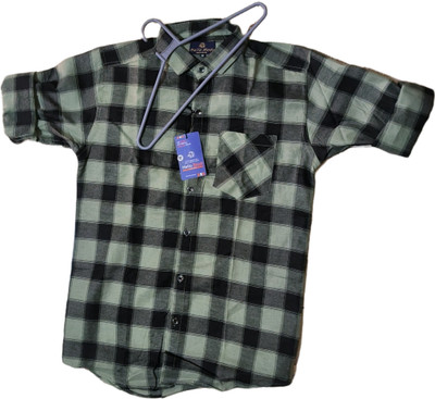 MODI DILIP Men Checkered Casual Green Shirt