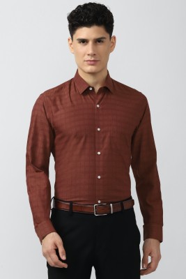 PETER ENGLAND Men Striped Formal Brown Shirt