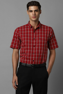 Allen Solly Men Checkered Formal Red Shirt