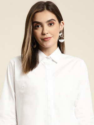 Hancock Women Solid Formal White Shirt
