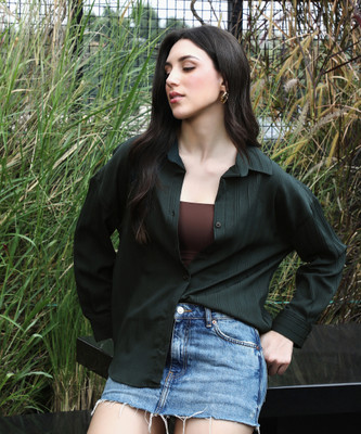 Pinacolada Women Solid Casual Green Shirt