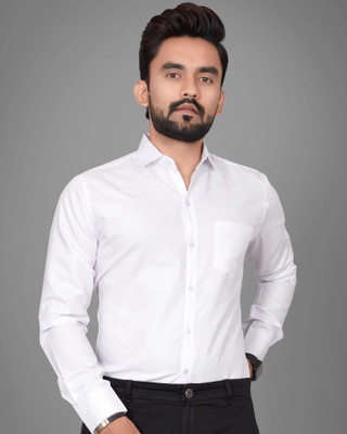 GLOBAL NOMAD Men Solid Casual White Shirt