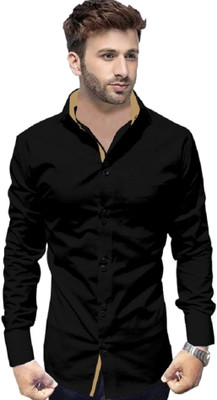 GLOBAL NOMAD Men Solid Casual Black Shirt