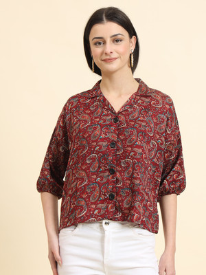 vairagee Women Printed Party Maroon Shirt