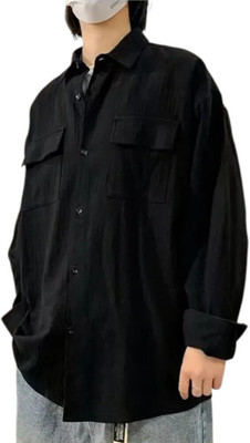 Asta Moda Men Solid Casual Black Shirt
