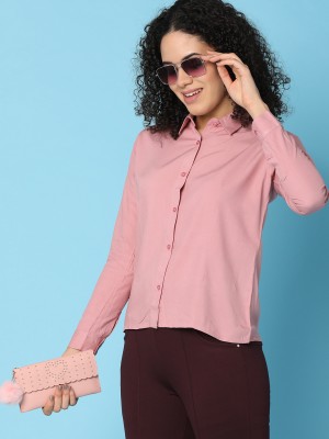 V-MART Women Solid Casual Pink Shirt