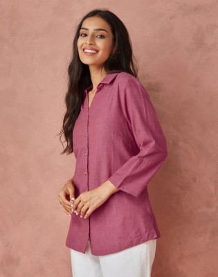 Fabindia Women Solid Festive Red Shirt