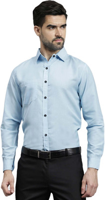 Navkanj Men Solid Formal Light Blue Shirt