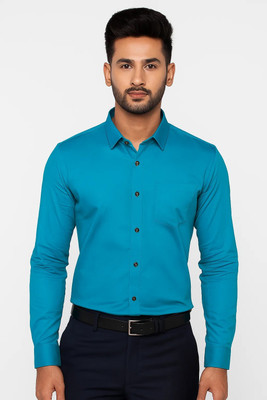 RAREMARK Men Solid Formal Blue Shirt
