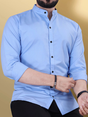 VeBNoR Men Solid Casual Light Blue Shirt