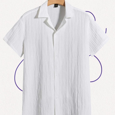 Dharamraj Fashion Men Self Design Casual White Shirt