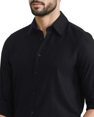 SG GOLDTOUCH Men Solid Casual Black Shirt