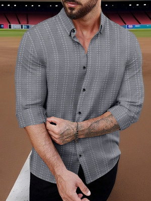 SHAJARA Men Self Design Casual Grey Shirt