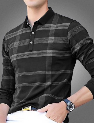 Try This Men Striped Casual Black Shirt