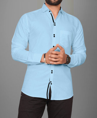 Clusy Men Solid Formal Light Blue Shirt